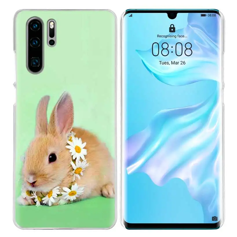 Милый белый чехол с кроликами для huawei P20 P30 P Smart Nova 4 3i P10 P9 P8 mate 10 20 lite Pro Mini жесткий чехол для телефона