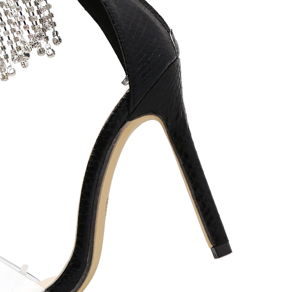 Женские вечерние сандалии на высоком каблуке 11 см прозрачные пластиковые