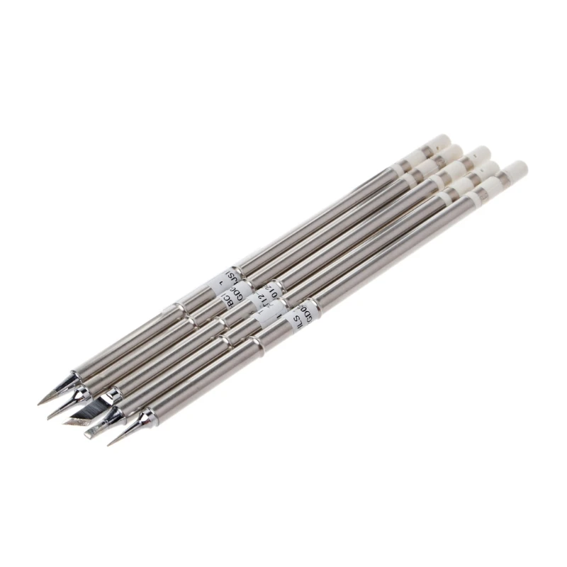 

NEW 5 Pcs T12 Series Solder Iron Tips For Hakko FX951 BAKON 950D Soldering Station Dropshipping