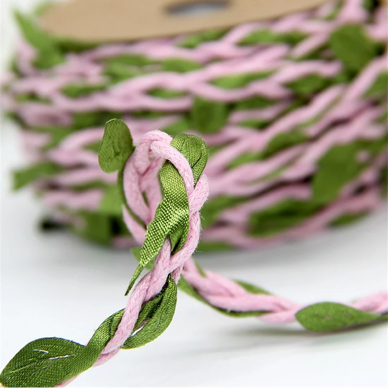 10 м/рулон шнуров экологически чистые зеленые листья плетеная пеньковая веревка