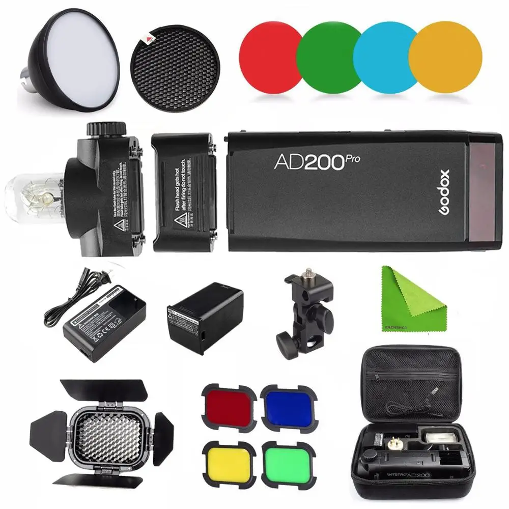 Godox AD200 Pro AD200Pro 200Ws 2,4G Вспышка стробоскоп 2900mAh батарея голая лампа Speedlite френель головка для DSLR вспышка для фотоаппарата