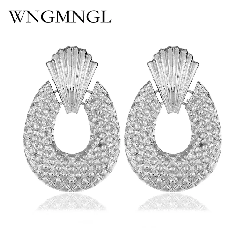 WNGMNGL NEW Fashion Women Metal Statement Earrings Big Hyperbole Pineapple For Vintage Jewelry Gift Accessories | Украшения и