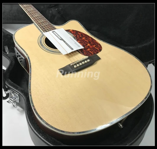 Высокое качество электрическая акустическая гитара твердая ель ласточкин хвост