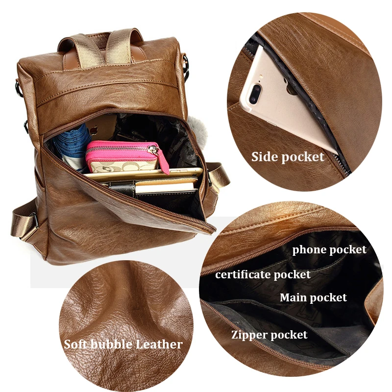 Женский рюкзак mochila feminina винтажный многофункциональный женский кожаный женская