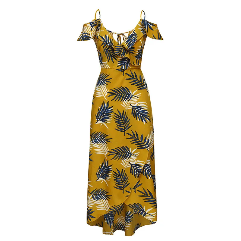 Женское богемное платье с оборками повседневное летнее размера плюс v образным