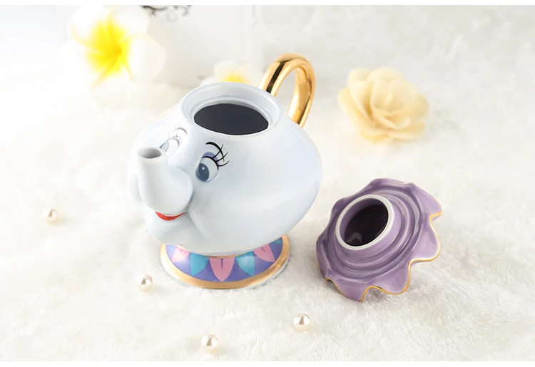 Красота и чудовище чайный горшок кружка Mrs Potts чип чайный горшок чашка набор сахарница Горшок Подарок 18 к позолоченные окрашенные керамические Быстрая