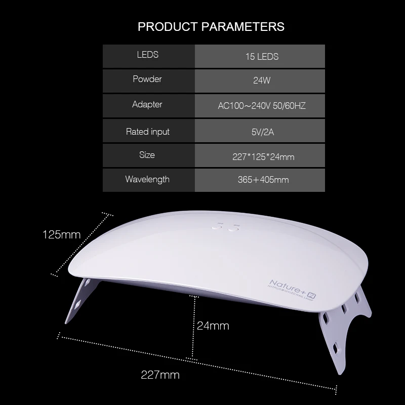 Lacheer Nature2 24w UV LED Lamp Nail Dryer Portable USB Cable For Prime Gift Home Use Gel Polish Mini |