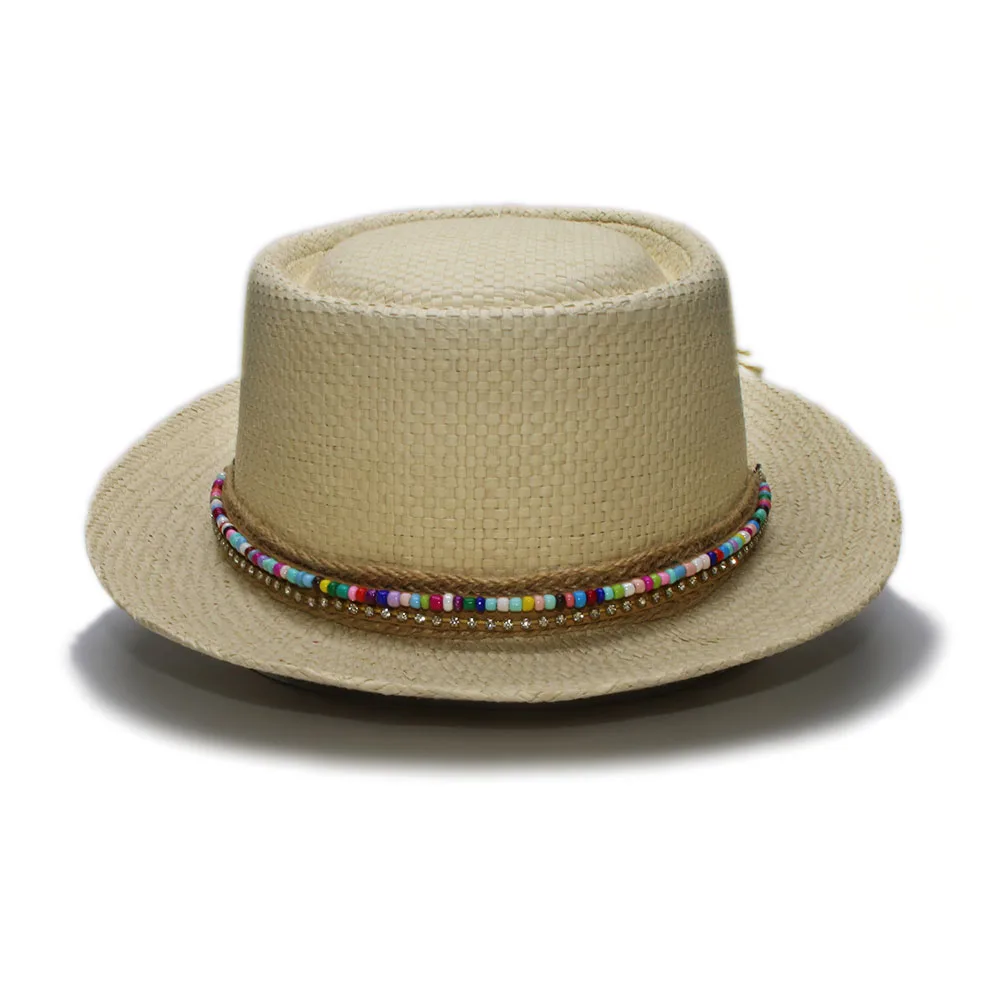 Шляпа от солнца из рафии для мужчин и женщин плетеная пляжная Панама с