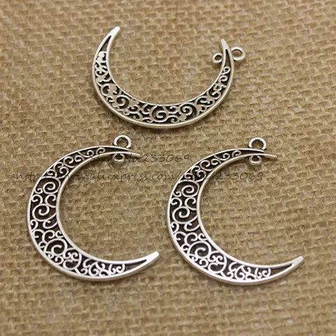 ancient silver PULCHRITUDE(30 шт./лот) 30*41 мм восемь цветов металлический сплав полые Луна Очаровательные Подвески, украшения T0324 - Окраска металла: ancient silver