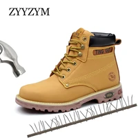 zyyzym steel toe shoes men safety work boots autumn winter outdoors men work safety shoes anti piercing protection footwear