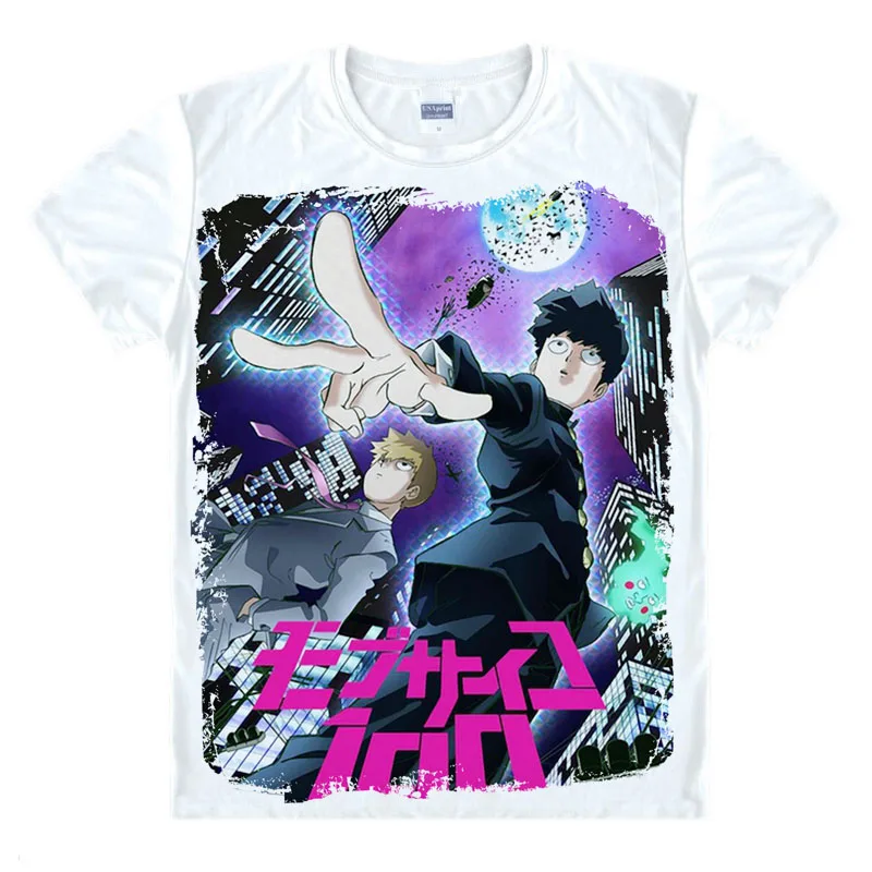 Футболка Mobu Saiko Hyaku Mob 100% хлопок с круглым вырезом летняя|tee top|tee teet-shirt anime |