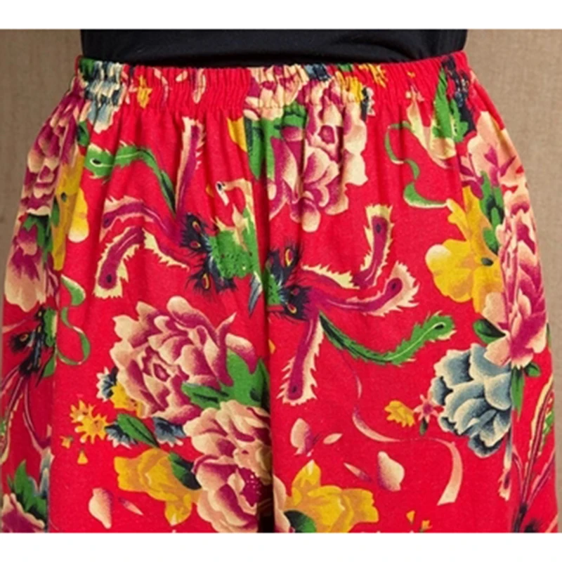 Женские свободные брюки из хлопка и льна длинные фонарики в китайском стиле с