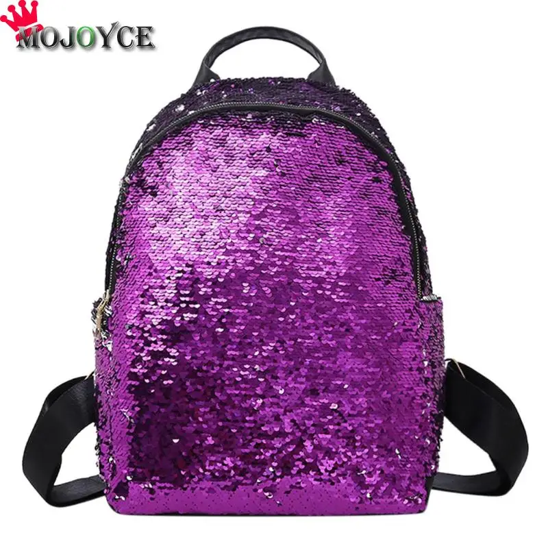 Фиолетовый Блёстки рюкзак для женщин Повседневное путешествия Bling Bagpack школьная сумка для подростков обувь девочек женский Mochila Feminina Sac Dos - Цвет: Фиолетовый