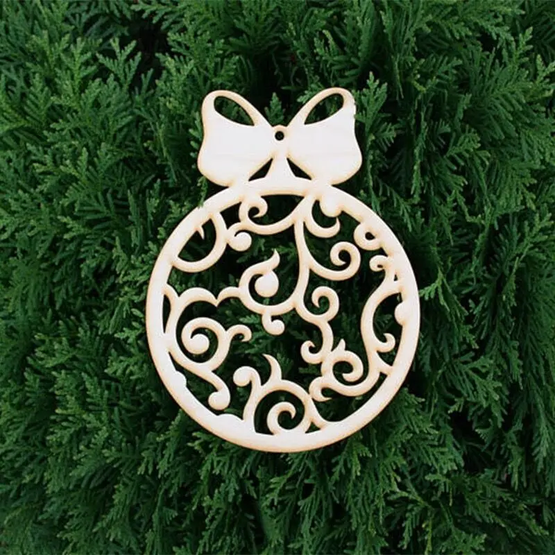 

20 pcs Laser cut decoration wood craft wall hanging ornament promotional gift Christmas wood hanging decoration