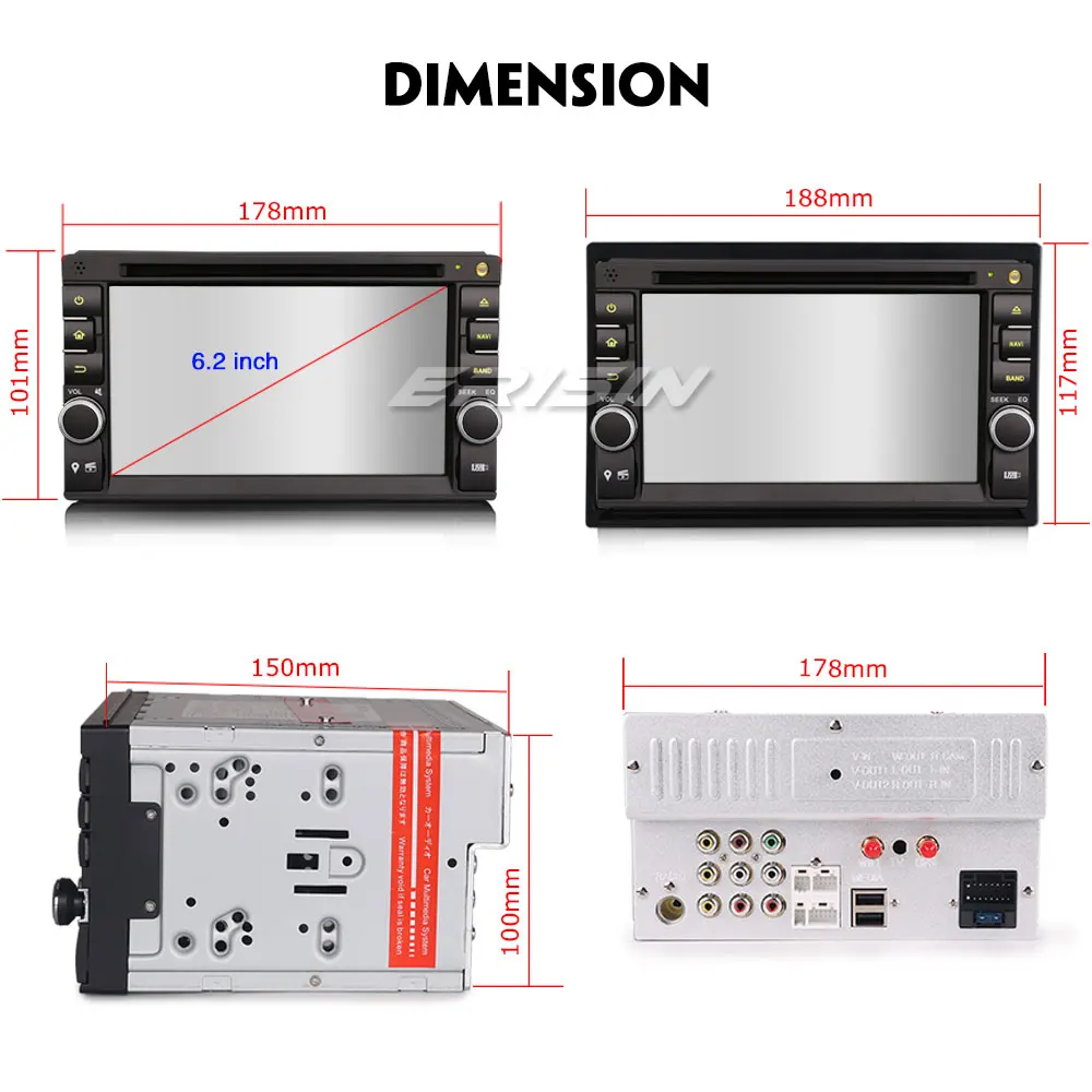 Erisin ES3836U PX30 Android 8 1 автомобильный мультимедийный плеер 6 2 &quotавтомобильный DVD gps для