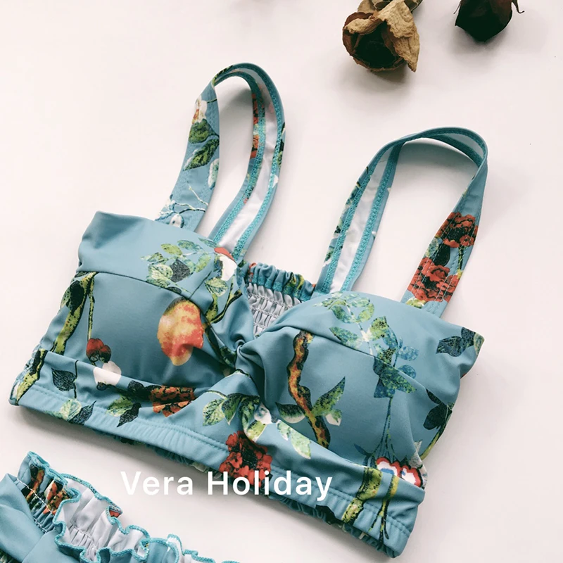 Бикини горячая Распродажа женский купальник с тонким покрытием и принтом без