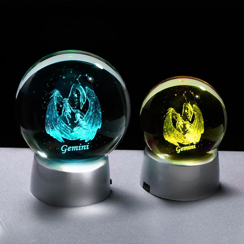 3D Хрустальный шар Gemini Zodiac с лазерной гравировкой для украшения дома Звездные