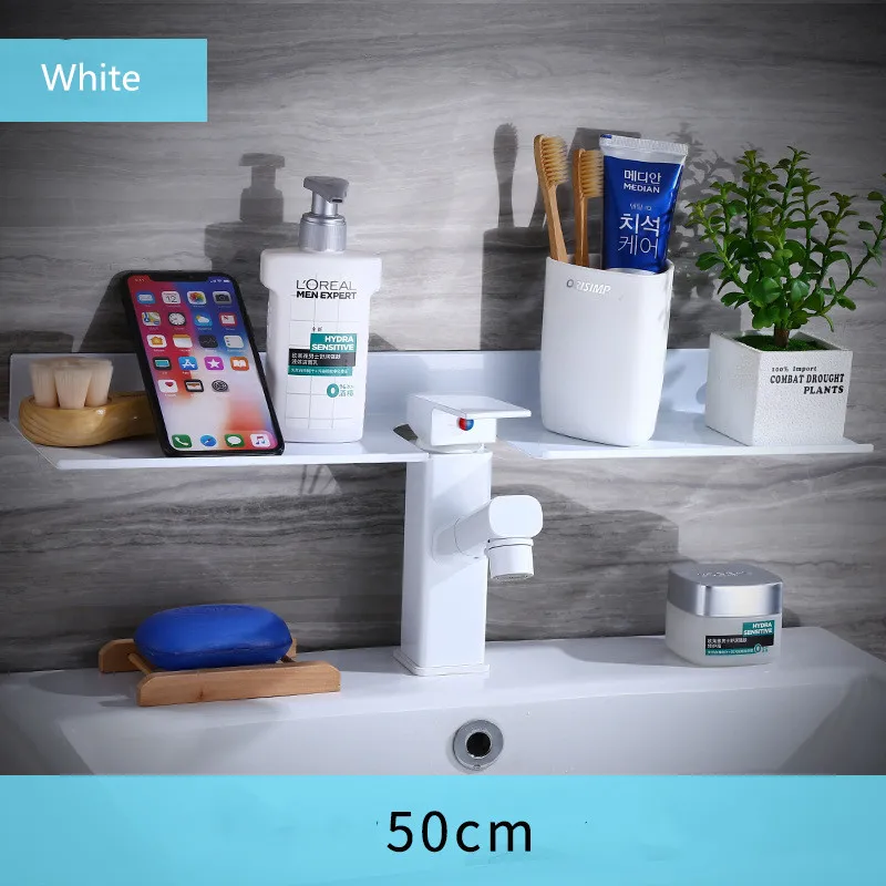white 50 cm Ванная комната полки настенные черный душевая стойка Алюминий Ванная комната Душ Caddy стойку душевая полка для ванной Аксессуары - Цвет: white 50 cm