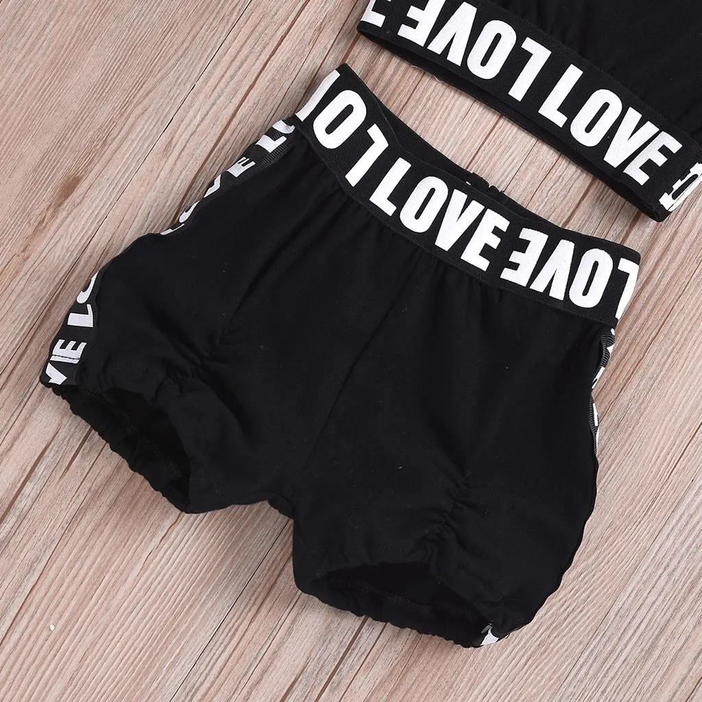 

Toddler Kid Girls Clothes Letter Print T-Shirt Tops+Shorts Pants Outfits Set children clothing set girl clothing