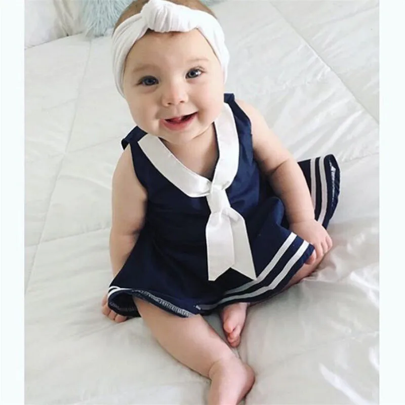 Pudcoco/От 0 до 5 лет 2017 г. Летнее платье для маленьких девочек милое с галстуком