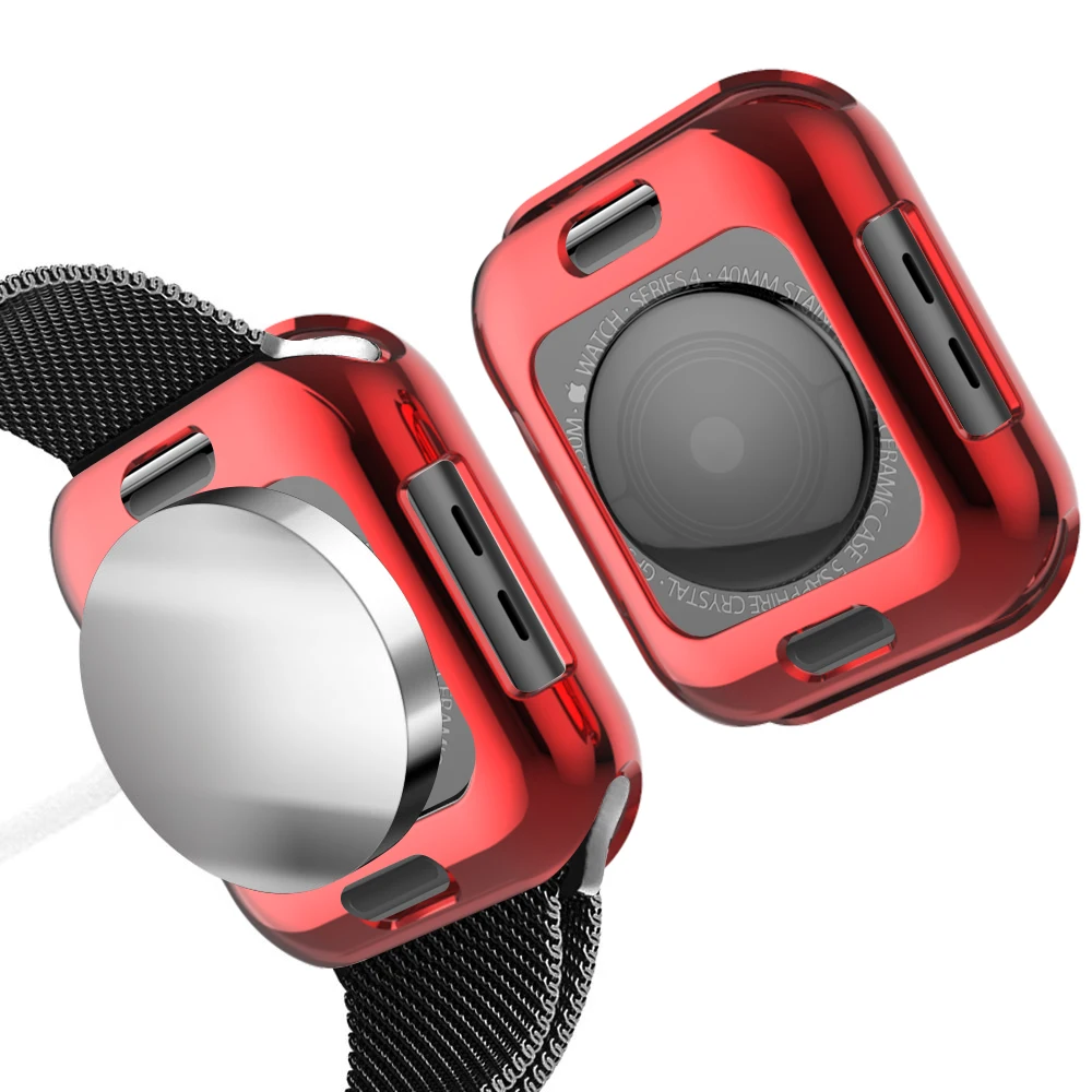UEBN рамка Крышка для Apple Watch чехол 40 мм 44 iwatch серии 4 цветное покрытие экран защитный