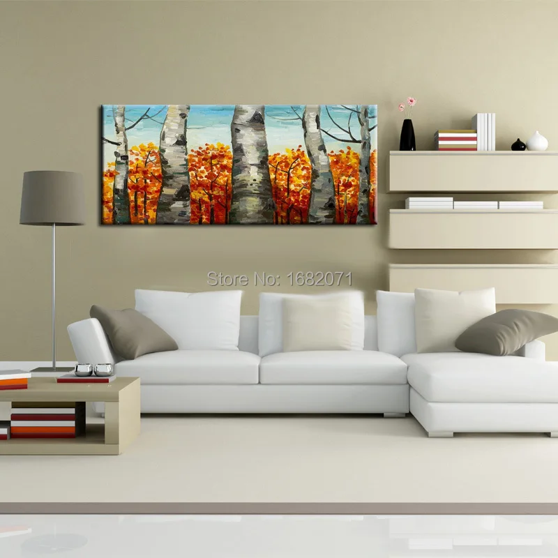 Ручная роспись высокое качество Осенние деревья картина маслом на холсте ручная