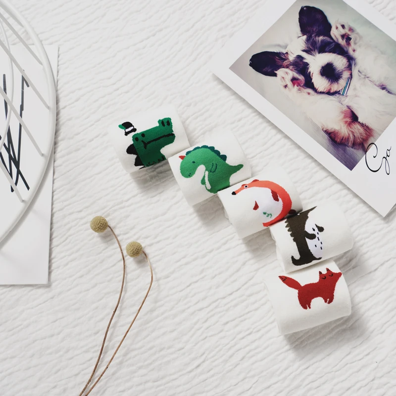 Унисекс трикотажные мужские носки с динозавром модные хлопковые невидимые