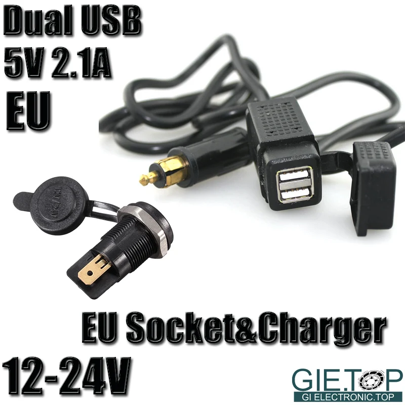 12 В/24 В автомобиль USB Зарядное устройство 2.1a Адаптеры питания ЕС Plug