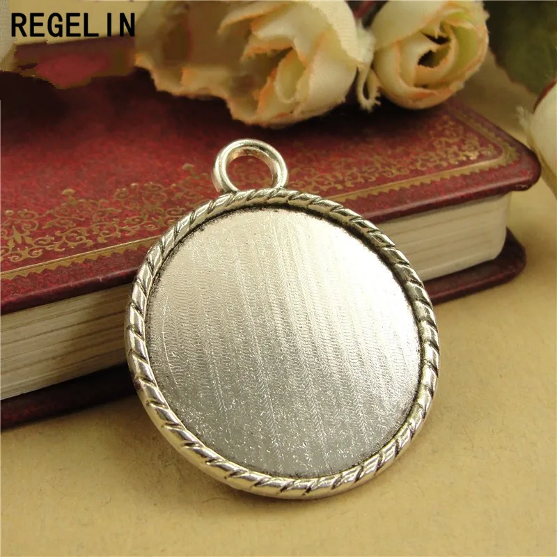 

REGELIN 30mm Cabochons Bases Jewelry Settings Pendant Bezel Trays 10pcs/lot Fit 30mm Glass Cabochon Cameo DIY Necklace Making