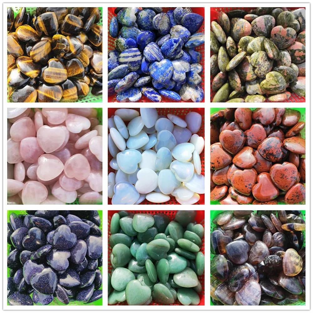 

4pcs All kinds of stone Crystal Hearts Natural quartz Gemstone Hearts Healing