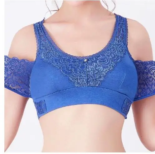 Корректор осанки лифтинг бюстгальтер тонкого размера плюс Bralette новые кружевные бюстгальтеры для женщин нижнее белье Глубокий v-образный вырез классический бюстгальтер для сна подарок - Цвет: Blue