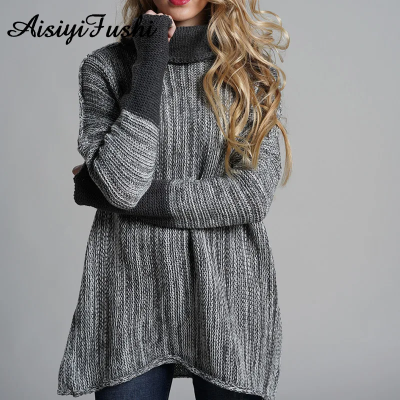 Women's Turtlenecks Sweaters Dresses Autumn Slim Knitted Warm Winter Pullover Oversized Sweater Solid Sexy Mini Dress | Женская