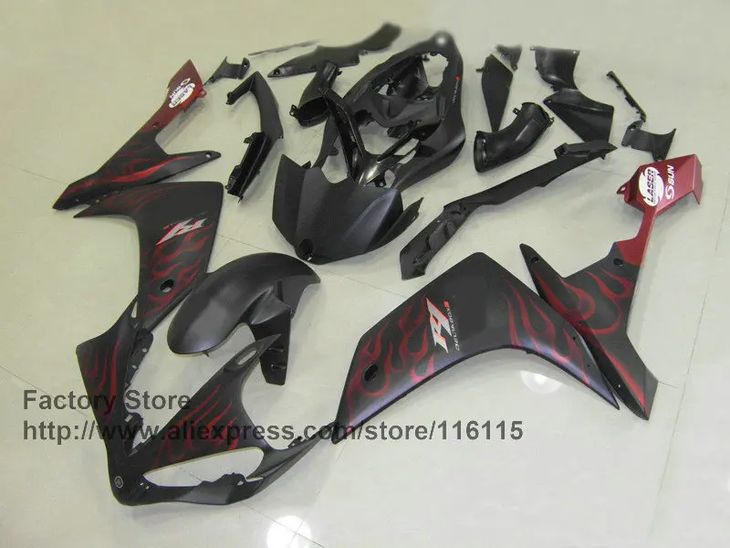 Комплект обтекателей ABS для дорожного мотоцикла YAMAHA 2007 2008 YZF R1 07 08 красное пламя