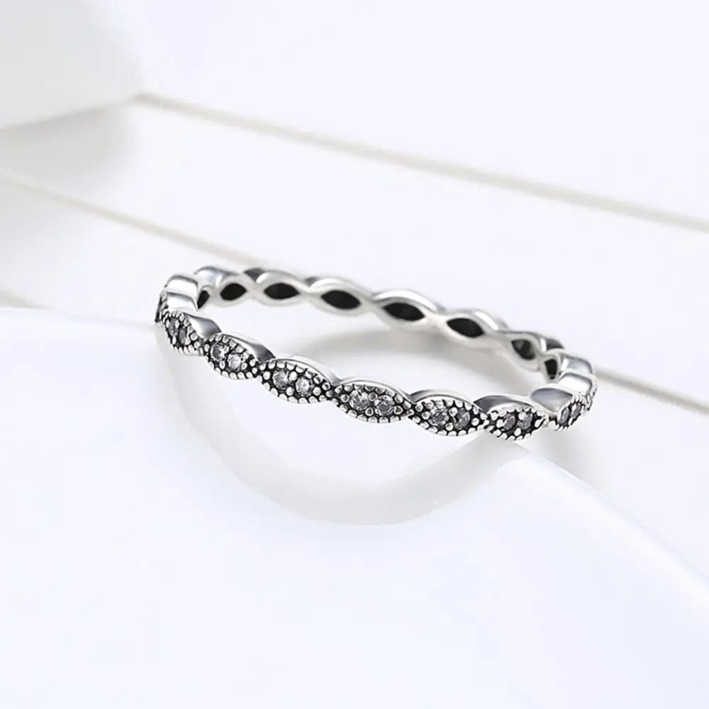 LUALA 2017 100% стерлингового серебра 925 Кольцо Форма Глаз Циркон ЛЮБОВЬ RingWedding