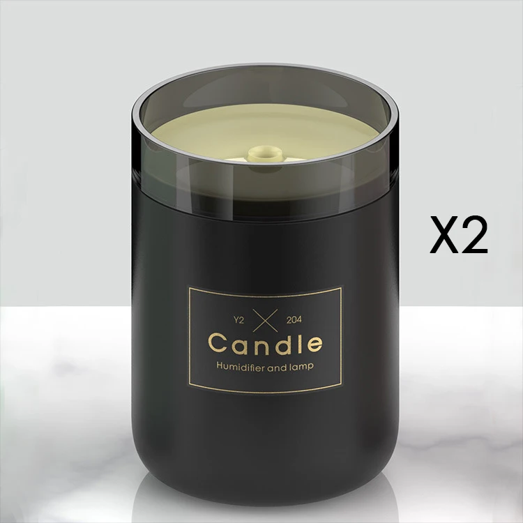 2 PCS Black Настольный увлажнитель свечей Романтический Теплый ночник диффузор 280 мл зарядка через usb воздухоувлажнитель очиститель рождественские подарки - Цвет: 2 PCS Black