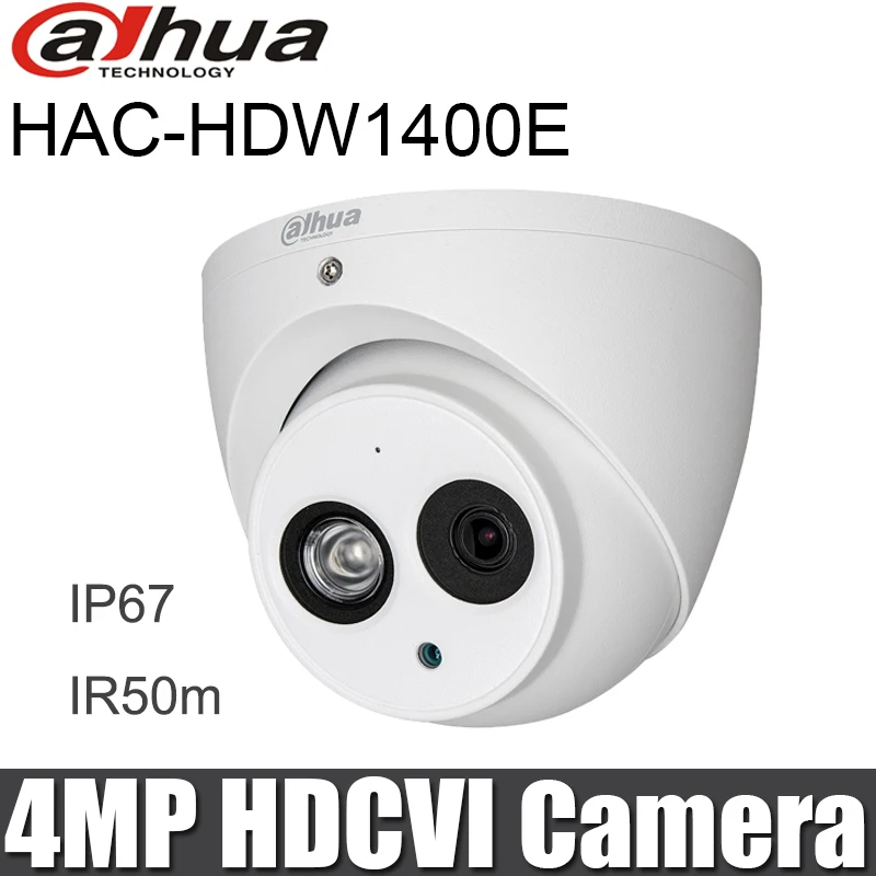 Dahua DH-HAC-HDW1400E 4MP WDR AHD HDCVI камера IR 50m IP67 IK10 для видеонаблюдения Купольная аналоговая камера HAC-HDW1400E