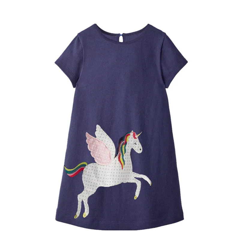 Jumping meters Animals Girls Dresses With Unicorns Print Hot Selling Fashion Baby Cotton Party Wedding Kids Clothes | Детская одежда и