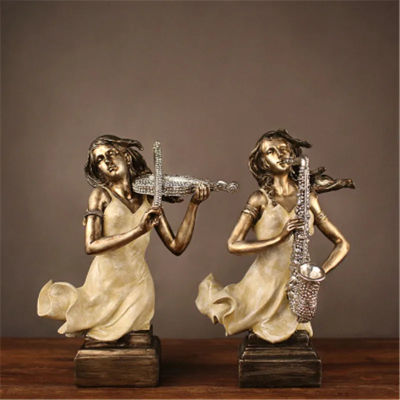 

European Style Figure Colophony Crafts Beautiful Young Girl Band Half-Length Portrait Statue Retro Home Decoration X1406