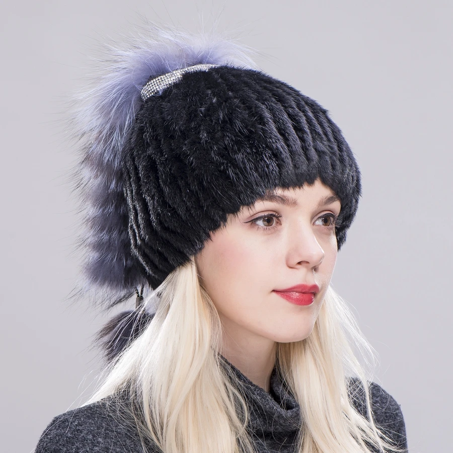 Женские шапки FXFURS из меха норки роскошные модные зимние с лисьим хвостом и