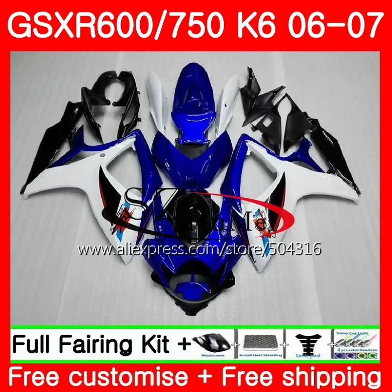 

Bodys для SUZUKI GSXR 750 GSXR 600 R600 GSX-R750 06 07 31SH.9 GSXR750 06 07 GSX-R600 K6 GSXR600 2006 2007 Обтекатели синего цвета с завода