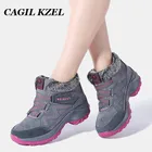 Женские зимние ботинки CAGILKZEL 2019, женские Теплые ботильоны с толстой подошвой, женские водонепроницаемые ботинки на высокой танкетке, резиновые походные ботинки, обувь