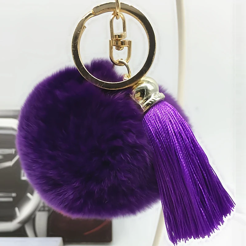 Золотая кисточка Рекс кролик мех мяч брелок пушистый пушистые брелоки для сумки