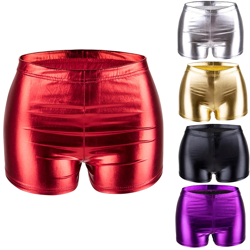 

Кожаные шорты с высокой талией saywas, блестящие эластичные женские шорты для дискотеки для девушек, сексуальные шорты для ночного клуба, Горя...