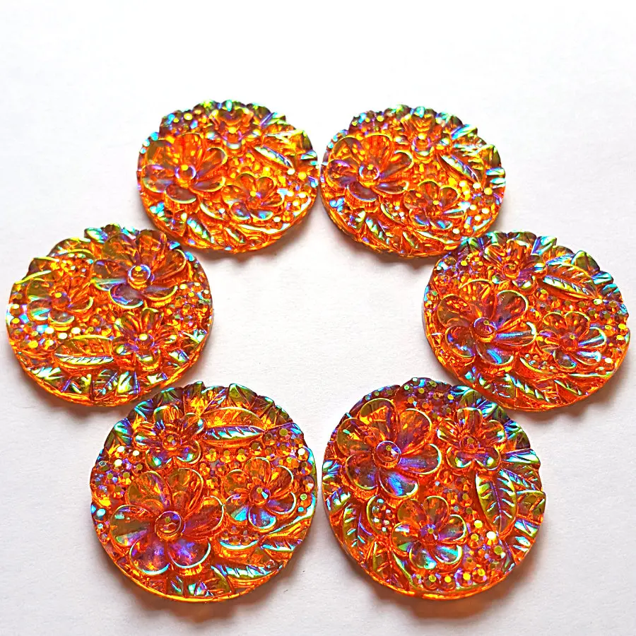 Лучший выбор Блестящий Смола Круглый 30 мм цвета: оранжевый ab Стразы камни и