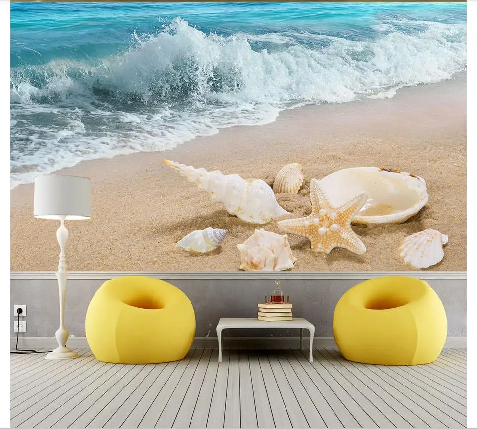 Фотообои 3d фрески на заказ синее небо белые облака море солнечный пляж морской