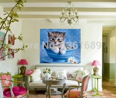 Серия с животными-Милая Вышивка котом вышивка крестиком стразы наклеенная