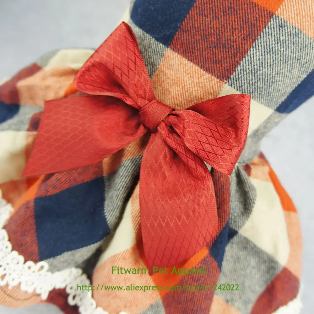 Fitwarm элегантное кружевное клетчатое платье для собак одежда домашних животных