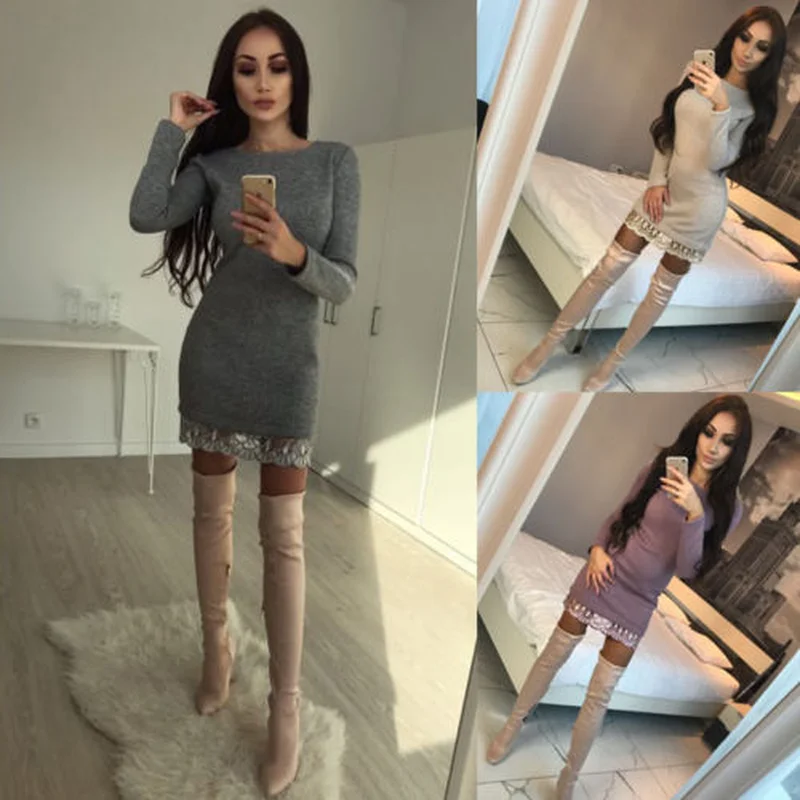 Женское Облегающее кружевное платье облегающее трикотажное мини-платье с