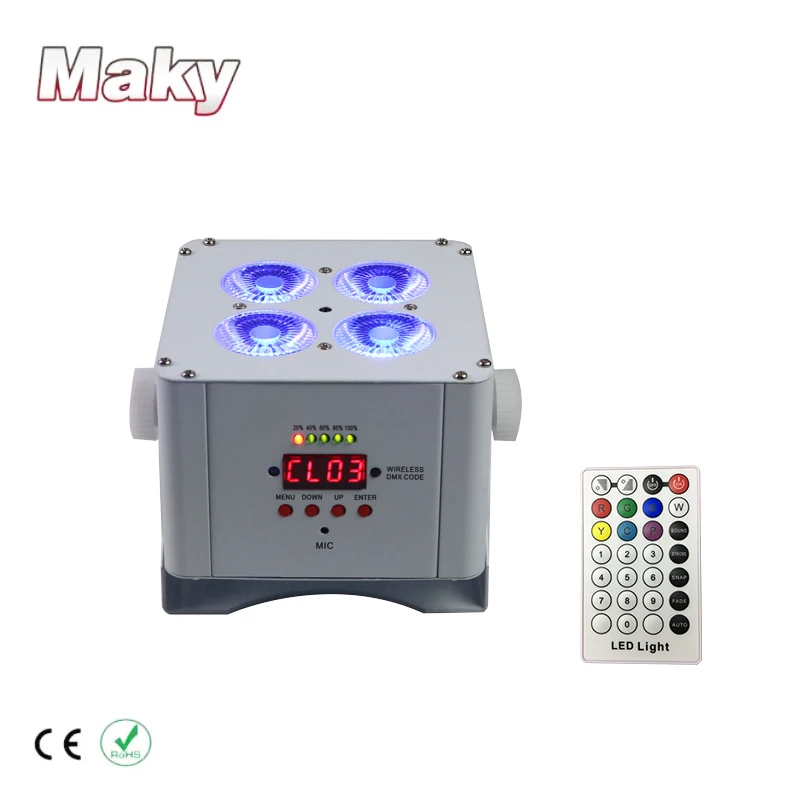 Бесплатная доставка светодиодный аккумулятор 4x18 Вт RGBWA + UV 6 беспроводной dmx и ИК