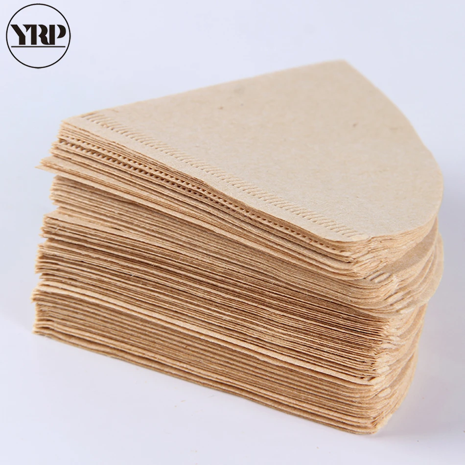 YRP50Pcs V60 фильтр для кофе бумага s небеленая оригинальная деревянная капельная бумага конусная форма эспрессо кофе варить кухонные аксессуары инструмент